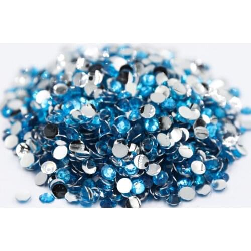 Capri Blue Color 3~6mm Flatback стразы Resin Non hotfix Rhinestones in Bulk Package Plastic Nail Art Decoration for Garment