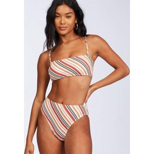 Bathing Suits Woman 2021 Sexy Stripe High Waisted Bikini Swimsuit 2 Peice Set Women