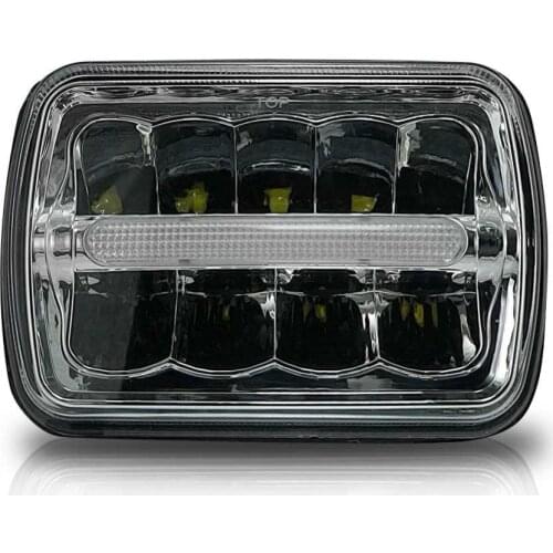 Square LED Headlight 7x6 5x7 Chrome Sealed Beam Replacement Moto Motorcycle 7 inch Headlight DRL For Jeep Cherokee XJ YJ MJ
