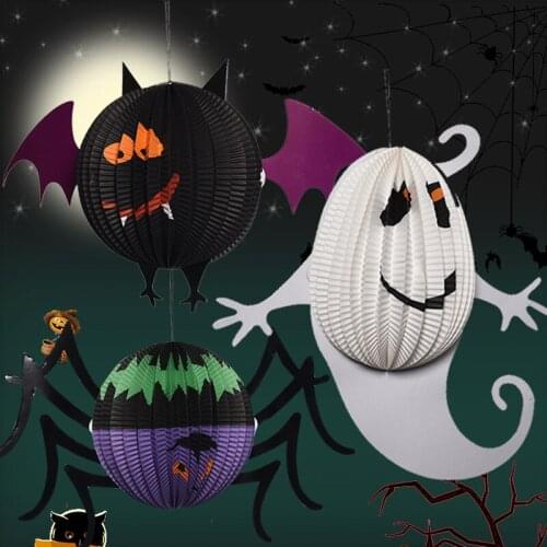 Lanterne Papier Halloween Lantern Home Decoration Accessories Props Lampion Party Honeycomb Bat Lanterns Paper Ghost Decorations