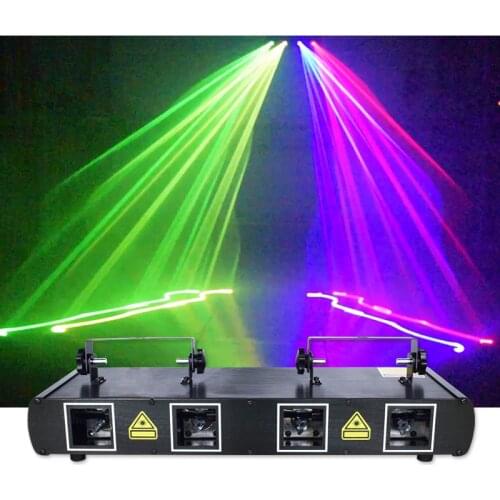 YSH 4 Head Stage DJ Laser Disco Projector Voice Control Party DMX Control RGB Colorful For bar Dance Party Holiday Decoration