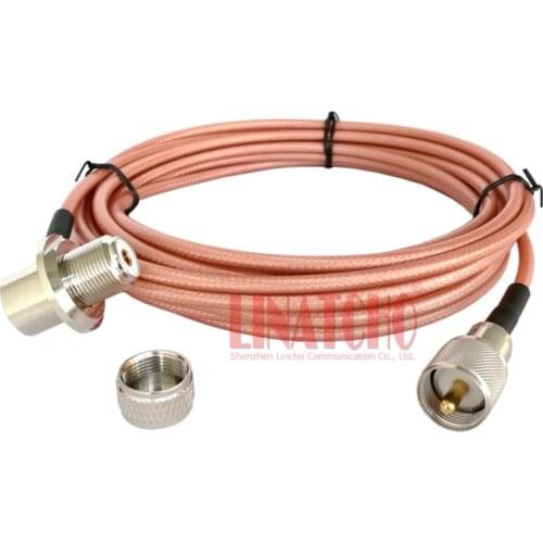 LINCHO 5 Meters RG142 Good Quality UHF PL259 Male to Right Angle SO239 Female Car Radio FT1807 TM271 TM471 Antenna Cable