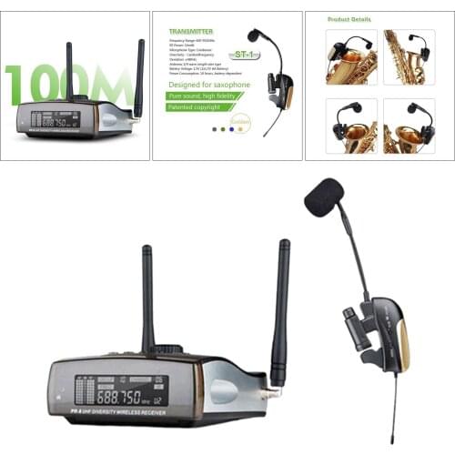 UHF Saxophone Mic Wireless Microphone Clip-on Musical Instruments for Saxophone Stage Performace Accessory