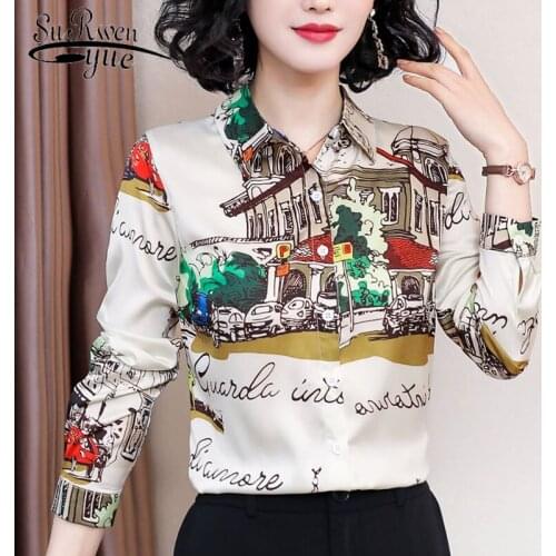 Fashion Long Sleeve Shirts Women Chiffon Blouse vintage Button Floral Plus Size Ladies Tops Blusas Mujer De Moda 2020 8111 50