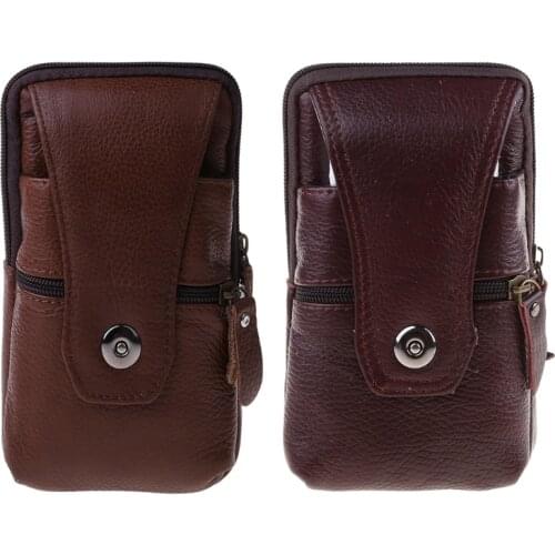 Men Vintage Leather Waist Bag Phone Pouch Belt Hip Belt Loop Holster Wallet Carry Case Sport Purse