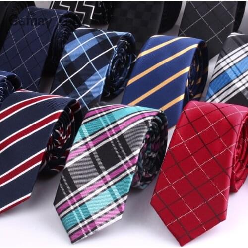 6cm Width Mens Ties New Fashion Plaid Neckties Corbatas Gravata Jacquard Woven Slim Tie Business Wedding Stripe Neck Tie For Men