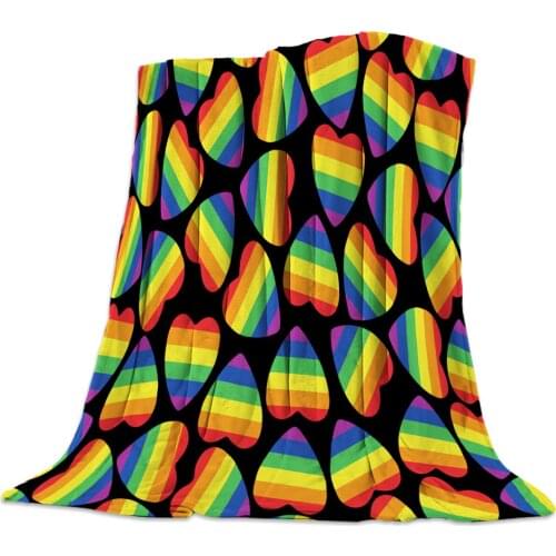 Soft Warm Coral Fleece Blanket Lgbt Pride Rainbow Love Winter Sheet Bedspread Sofa Throw Light Thin Flannel Blankets