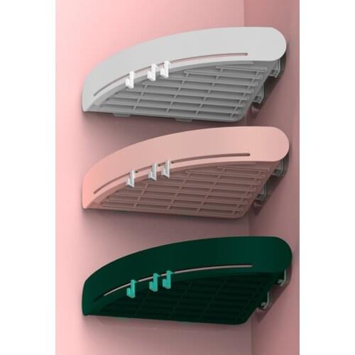 Plastic Punch-free Bathroom Shelf Wall-mounted Organizer Snap Up Corner Shelf Shampoo Holder Shelf For Bathroom Equipment