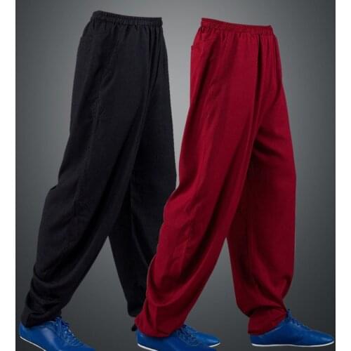 New Unisex elastic tai chi pants martial arts wushu kung fu bloomers gongfu kung fu trousers Spring&Autumn red/black/gray