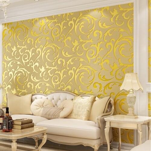 Beibehang deerskin Luxury European Leaf wallpaper for walls 3 d Non-woven Papel Parede Mural Wallpapers Roll 3D Wall Paper roll