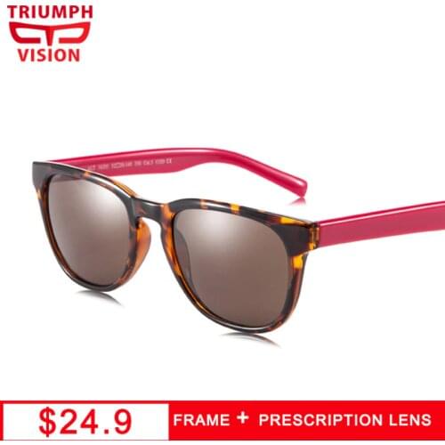 TRIUMPH VISION Tortoise Color Myopia Glasses Female Fashion Design Red Prescription Eye Glasses Summer UV400 Block Eyewear