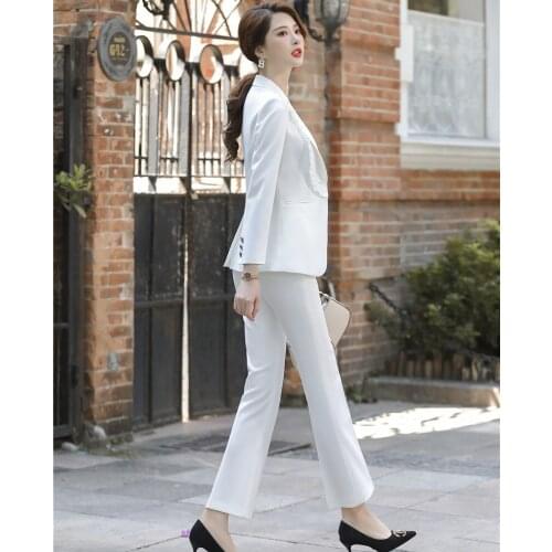 Formal Uniform Designs Pantsuits for Women Business Suits with Pants and Jackets Coat OL Styles Professional Career Blazers Set