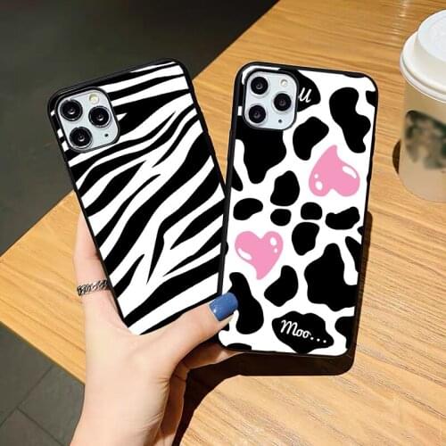 Luxury Leopard Print Milk Cow Zebra Stripe black Soft Phone Cover For iPhone 12pro 11Pro Max XR XS MAX 7 8 Plus SE Silicone case