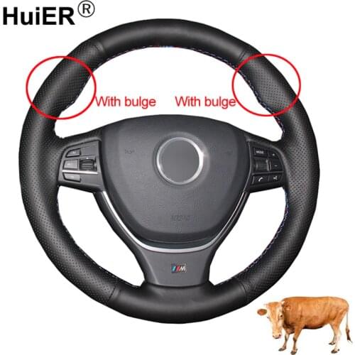 Hand Sewing Car Steering Wheel Cover Top Layer Cow Leather Funda Volante For BMW F10 2014 520i 528i 2013 2014 730Li 740Li 750Li