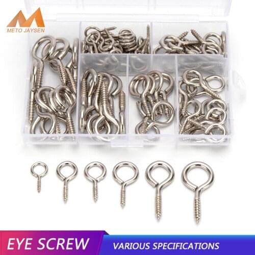 100pcs Nickel Plated Eye Pins Hooks Eyelets Screw Threaded Clasps Hooks Self-tapping Screws Eye-pins For Jewelry DIY
