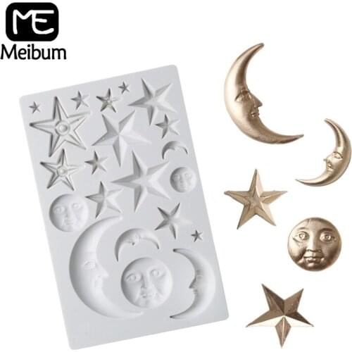 Meibum Moon And Star Silicone Fondant Cake Mold Dessert Decorating Tools Chocolate Pastry Sugarcraft Gumpaste Baking Mould