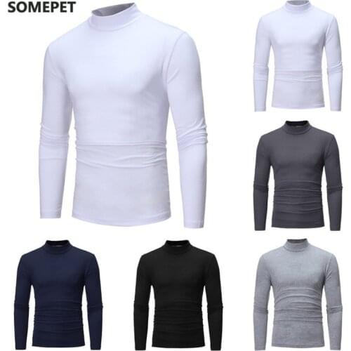 New Gothic Men Turtelneck Sweater Pullover Long Sleeve Stretch Slim Basic Sweater Turtleneck Male Blouse Spring Clothes