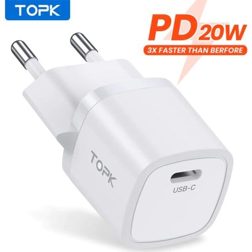 TOPK B112M 20W USB Type C Phone Charger Quick Fast Charge PD Charger adapter for Xiaomi iPhone Portable Charger with QC 4.0 3.0