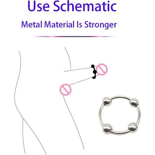 2Pcs Set Penis Ring Sex Toys 4 Bead Metal Lock Ring Sizes For Male Cock Glans Orgasm Delay Ejaculation Stimulator Adult Supplies