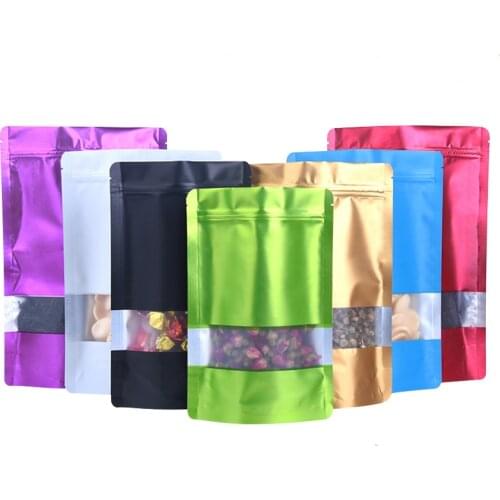 100Pcs/lot Matte Stand Up Aluminum Foil Package Bag Doypack Candy Coffee Powder Dried Food Storage Packing Bag