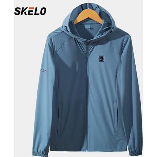 2021 Men`s Windbreaker Summer Sun Protection Jacket Outwear Sports Cycling Thin Hooded Coats Men Skelo Brand Clothing