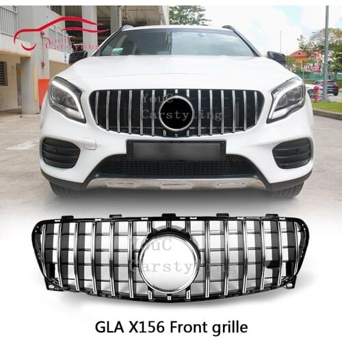 X156 GT grille Silver GT R GTR Grill Mesh for Mercedes GLA class X156 GLA200 GLA250 GLA45 AMG 2017 2018 Front Bumper Hood