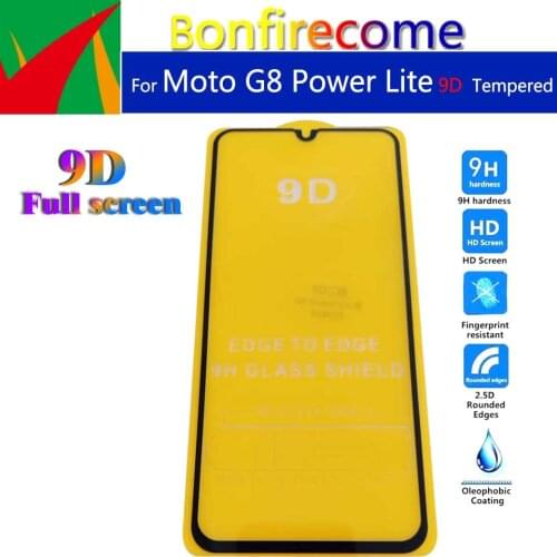 50Pcs\lot 9D Full Glue Protective Film For Motorola Moto G8 Power Lite Screen Protector Full Cover Tempered Glass