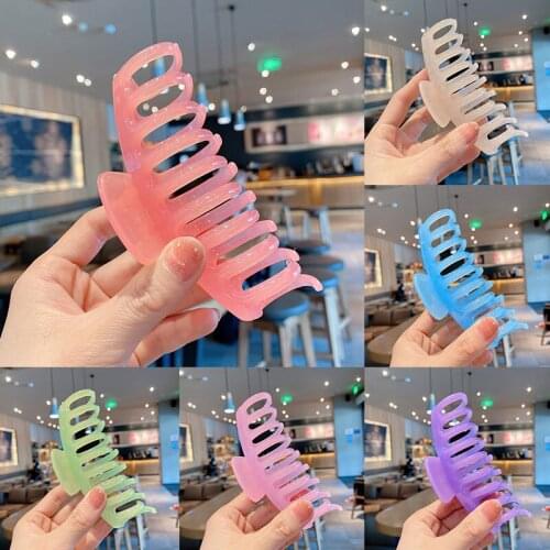Large Size Hair Claw Hair Clamps Crab Diy For Makeup Bath Ponytail Clip Candy Color Hairpin Geometric Barrettes Hair Accessories