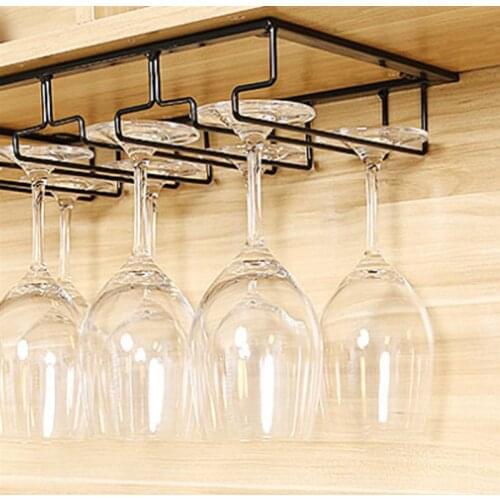 Iron Art Glass Cup Holder Useful Wine Glass Rack Wine Glass Hanger Wine Glass Hanging Stand for Bar Home (Black, Three-slot)