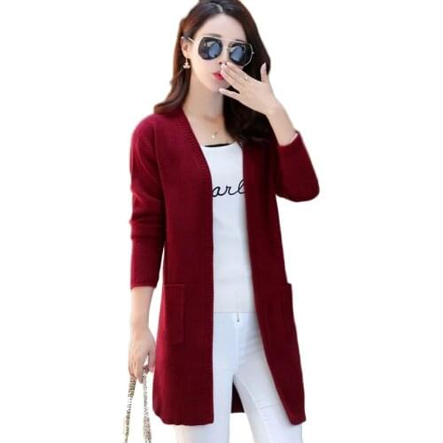 2021 Spring Autumn New Sweater Cardigan Women Long Loose Korean Outer Sweaters Jacket Plus Size Womens Sweaters Outerwear Trend