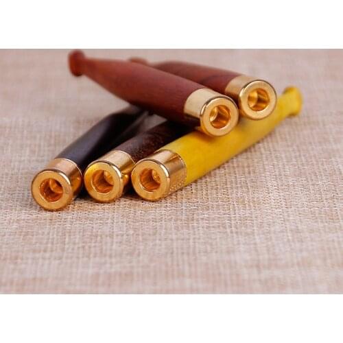 1 Pcs Natural Wood Grain Solid Wood Pipe 5mm Cigarette Holder Mouthpiece Tobacco Pipes Filter Smoking Pipes Creative Gifts Smoke
