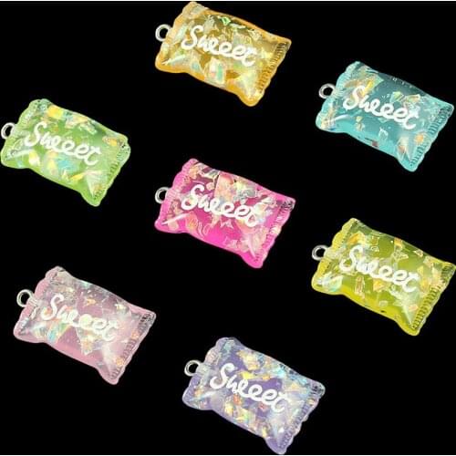 ZiccoWong 10pcs Sweet Sugar Cute Candy Resin Letter Earring Findings Accessories EarStud Necklace Pendant Jewelry Wholesale
