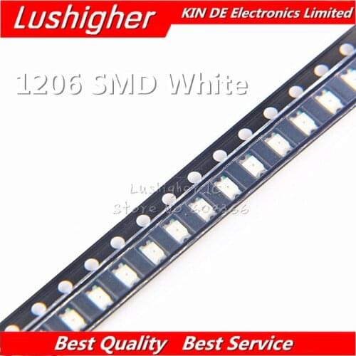100pcs White 1206 SMD LED White Colour Diodes Light 3216