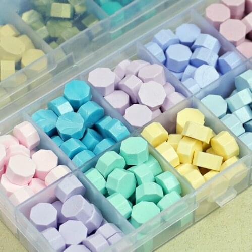200Pc Octagon Sealing Wax Beads Kit In Plastic Box 10 Colors For Cards Envelopes Wedding Invitations Wine Packages Gift Wrapping