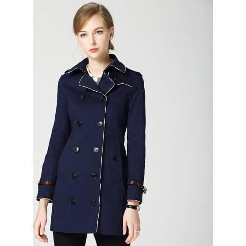 2018 Fashion Womens trench coat cotton long length Classic Double-breasted Heritage female Trench Coat elegant out fit hot sale