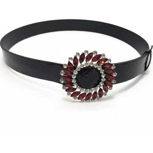 2019 New fashion color Crystal elastic belt Womens Brand Elastic Waistband Female wide Belts For Women Dress accessories SW313