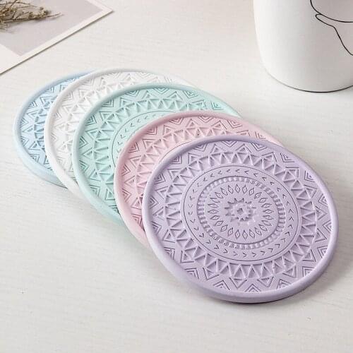Absorbent Drink Coaster Colourful Diatomite Round Fashion Cup Mat insulation Pad Protecting Table kitchen Coaster Accessories
