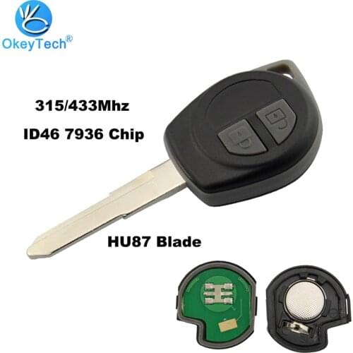 OkeyTech Auto Car Remote Key for Suzuki Swifi Sx4 Alto Vitara Ignis Jimny Splash Uncut HU87 Blade 315Mhz/433Mhz ID46 7936 Chip