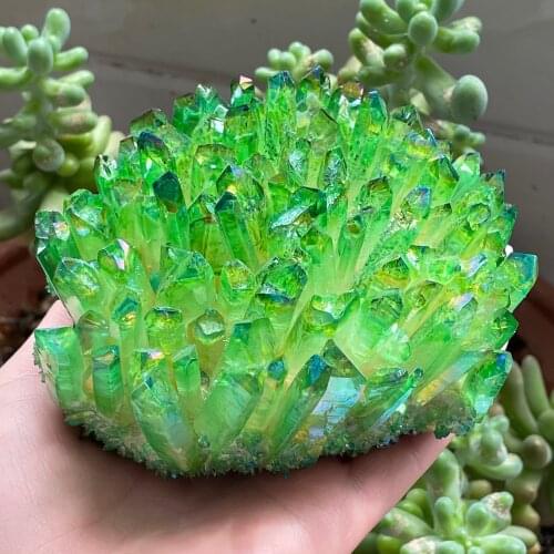 Big weight!!Beautiful Green Aura Quartz Crystal Cluster Natural Mineral For Home Decor As Gift