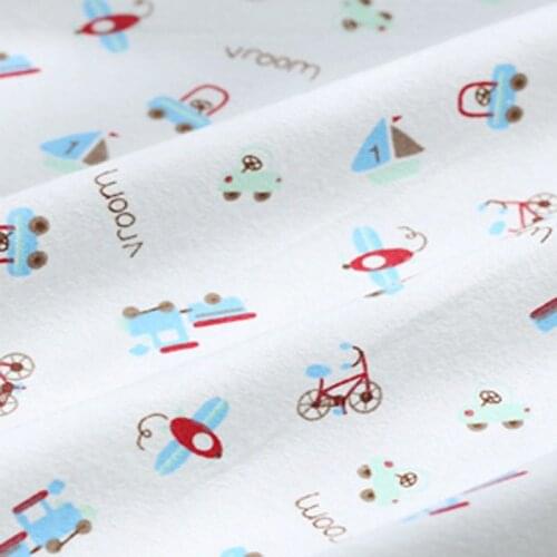 ZY DIY Pretty 50x105cm Cartoon Bike Plane Car Ship 100% Cotton Flannel Fabric for Children Sleepwear Baby Blanket, Pajamas