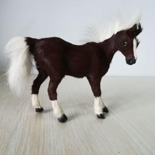 About 11x10cm brown horse Handmade model toy,polyethylene& furs horse hard prop,home decoration toy gift b0898