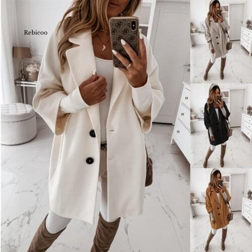 Womens Jackets Female Elegant Long Outwear Winter Lapel Coats Button Up Casual Solid Half Sleeve Coat Oversize