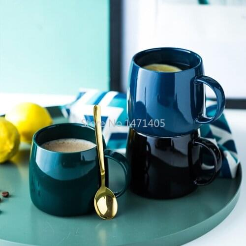 European Style Light Mug Ceramic Cup Water Cup Office Handle Cup Household Milk Cup Drinking Cup Tea Cup