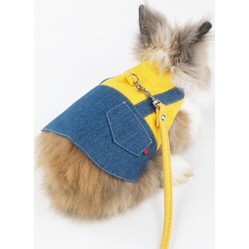 Lovely Small Animal Walking Clothes Outdoor Vest Pet Supplies Guinea-Pig with Traction Harness Mini Hat Bag