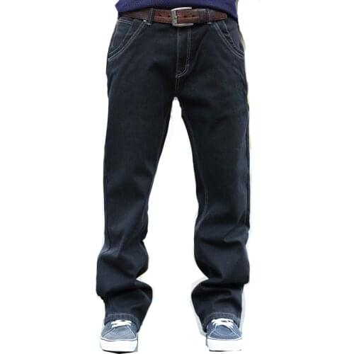 Japanese and Korean loose mens wide-leg denim trousers harem hip-hop street wear jeans large size loose straight casual black j