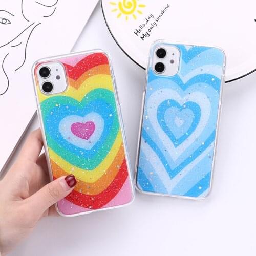 Soft Silicone Latte Love Coffee Heart Glitter Phone Cases For iPhone 12 11Pro Max XR XS Max X 8Plus Soft Transparent Back Cover