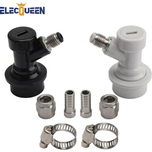 Thread Ball Lock Keg Disconnect Set With SS 1/4" Barb Swivel Adapters,Liquid & Gas With 1/4"MFL