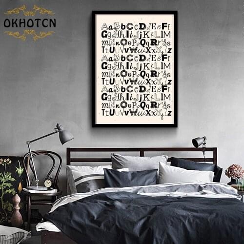 Funny A To Z Print Alphabet Art Canvas Vintage Poster Minimalist Print Painting Nursery Wall Picture Home Kids Room Decoration
