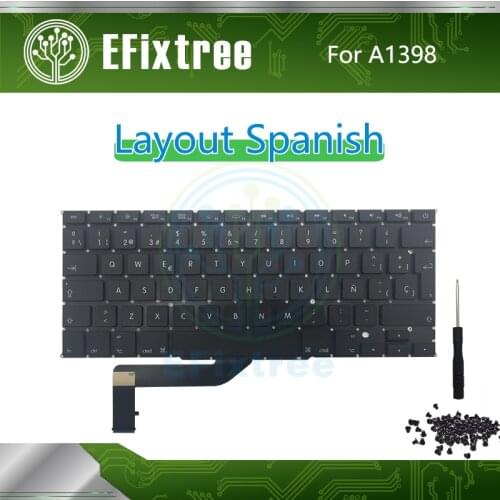New Laptop Spanish SP A1398 Keyboard For Macbook Pro Retina 15" Layout Big Enter 2012-2015 Year EMC 2512 2673 2674 2745 2876