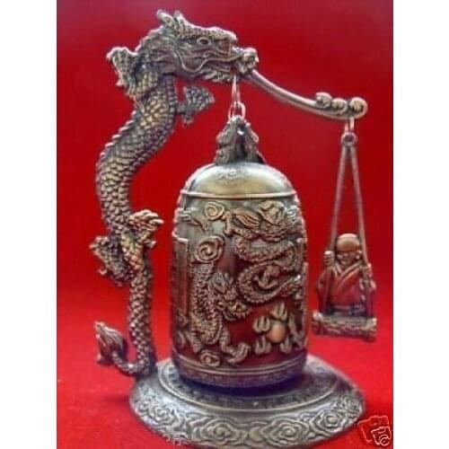 Excellent Tibet Dragon buddha Bell Vintage Tibet-Silver old copper tools wedding Decoration Brass brass